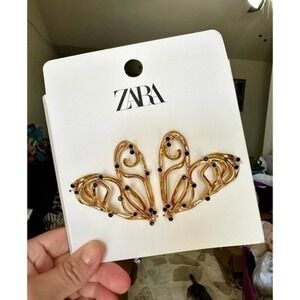 ZARA Texture heart earrings golden 4736/171